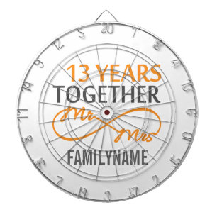 Custom Mr and Mrs 13th Anniversary Dartboard