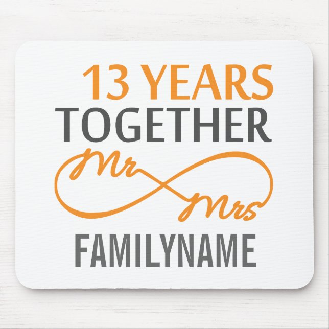 Custom Mr and Mrs 13th Anniversary Mouse Mat (Front)