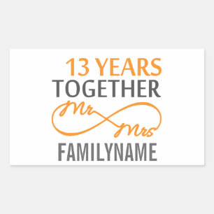 Custom Mr and Mrs 13th Anniversary Rectangular Sticker