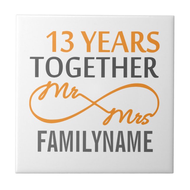Custom Mr and Mrs 13th Anniversary Tile (Front)