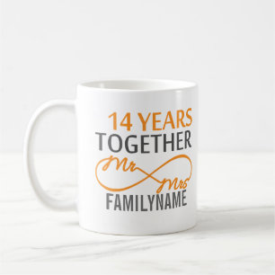 Custom Mr and Mrs 14th Anniversary Coffee Mug