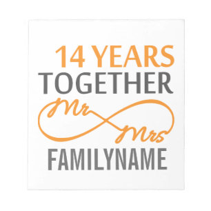 Custom Mr and Mrs 14th Anniversary Notepad