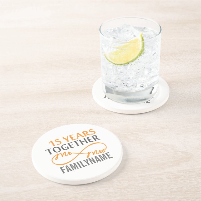 Custom Mr and Mrs 15th Anniversary Coaster (Side)