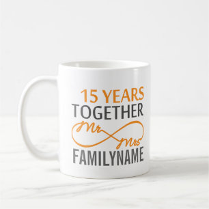 Custom Mr and Mrs 15th Anniversary Coffee Mug