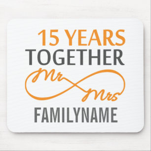 Custom Mr and Mrs 15th Anniversary Mouse Mat