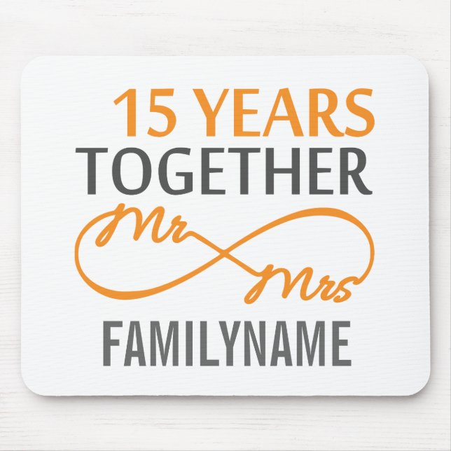 Custom Mr and Mrs 15th Anniversary Mouse Mat (Front)