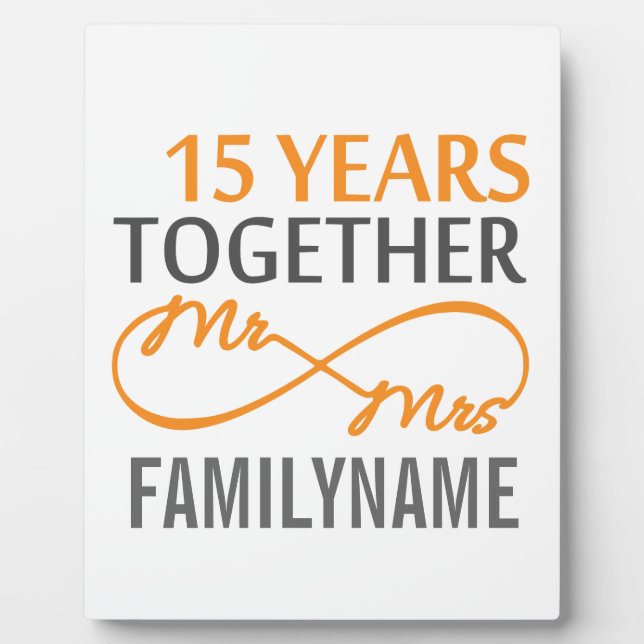 Custom Mr and Mrs 15th Anniversary Plaque (Front)