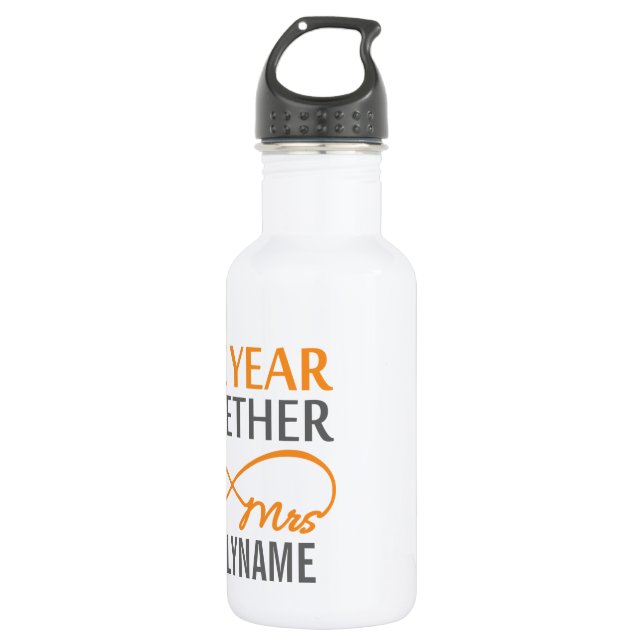 Custom Mr and Mrs 1st Anniversary 532 Ml Water Bottle (Front)