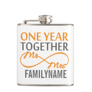 Custom Mr and Mrs 1st Anniversary Flask