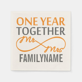 Custom Mr and Mrs 1st Anniversary Napkins