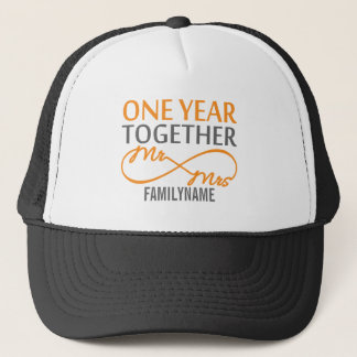 Custom Mr and Mrs 1st Anniversary Trucker Hat