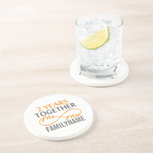 Custom Mr and Mrs 2nd Anniversary Coaster
