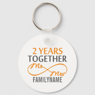 Custom Mr and Mrs 2nd Anniversary Key Ring