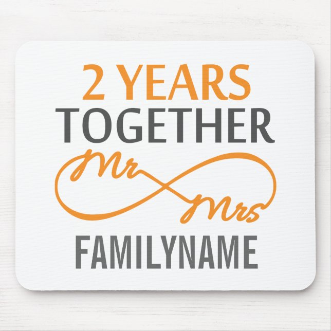 Custom Mr and Mrs 2nd Anniversary Mouse Mat (Front)