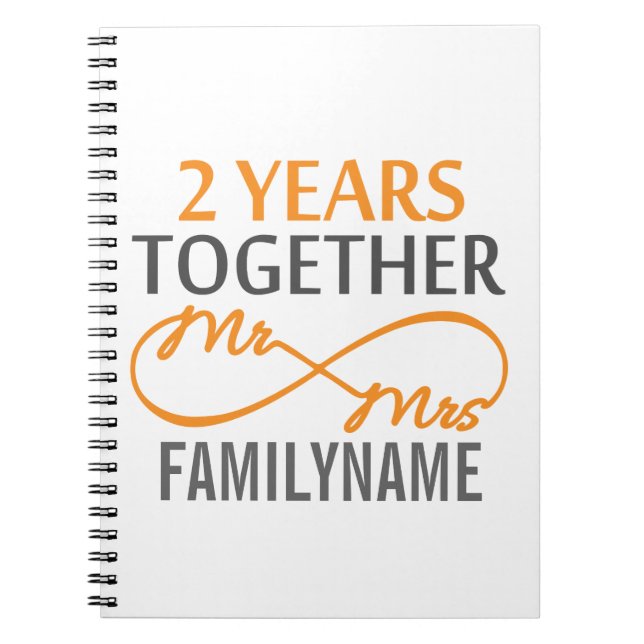 Custom Mr and Mrs 2nd Anniversary Notebook (Front)