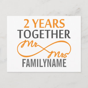 Custom Mr and Mrs 2nd Anniversary Postcard