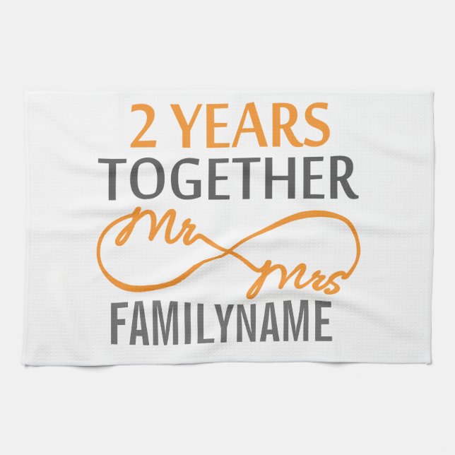 Custom Mr and Mrs 2nd Anniversary Tea Towel (Horizontal)