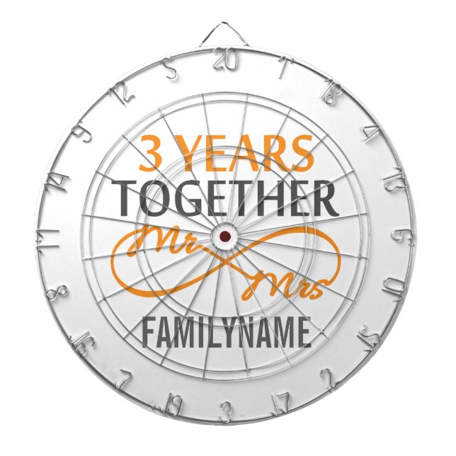 Custom Mr and Mrs 3rd Anniversary Dartboard (Front)