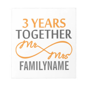 Custom Mr and Mrs 3rd Anniversary Notepad