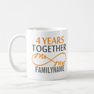 Custom Mr and Mrs 4th Anniversary Coffee Mug