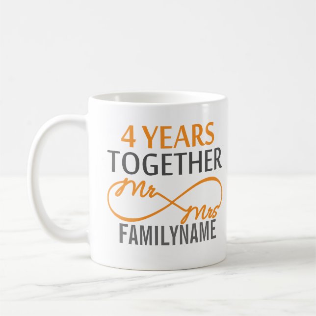 Custom Mr and Mrs 4th Anniversary Coffee Mug (Left)