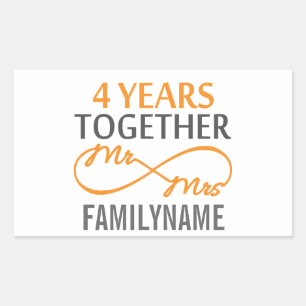 Custom Mr and Mrs 4th Anniversary Rectangular Sticker