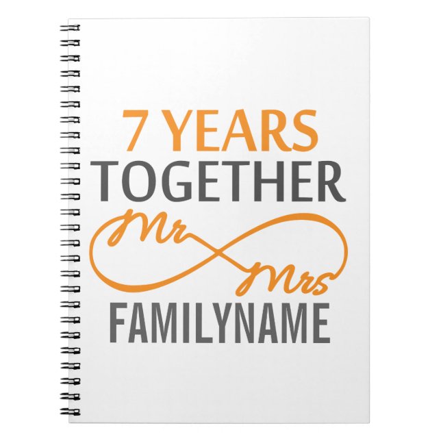 Custom Mr and Mrs 7th Anniversary Notebook (Front)