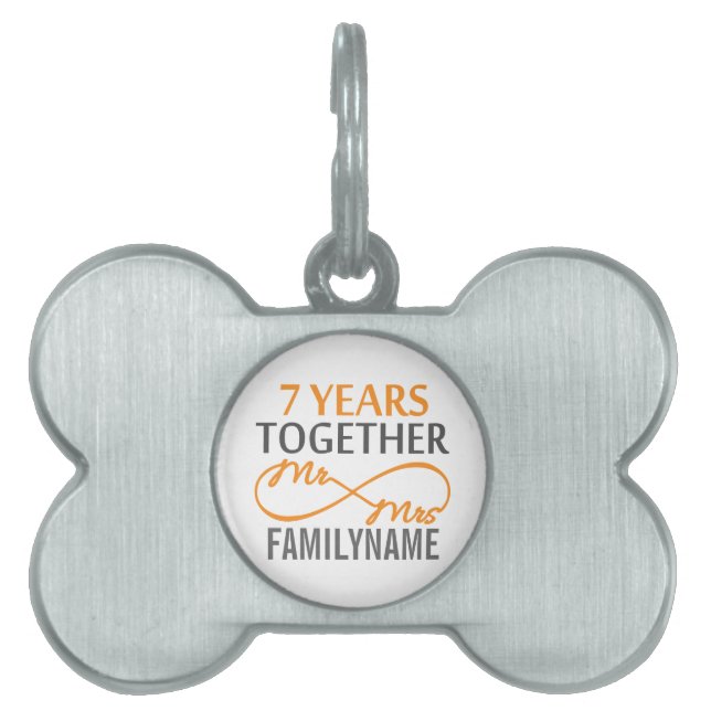 Custom Mr and Mrs 7th Anniversary Pet Tag (Front)