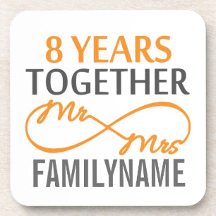 Custom Mr and Mrs 8h Anniversary Coaster