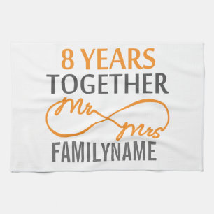 Custom Mr and Mrs 8h Anniversary Tea Towel