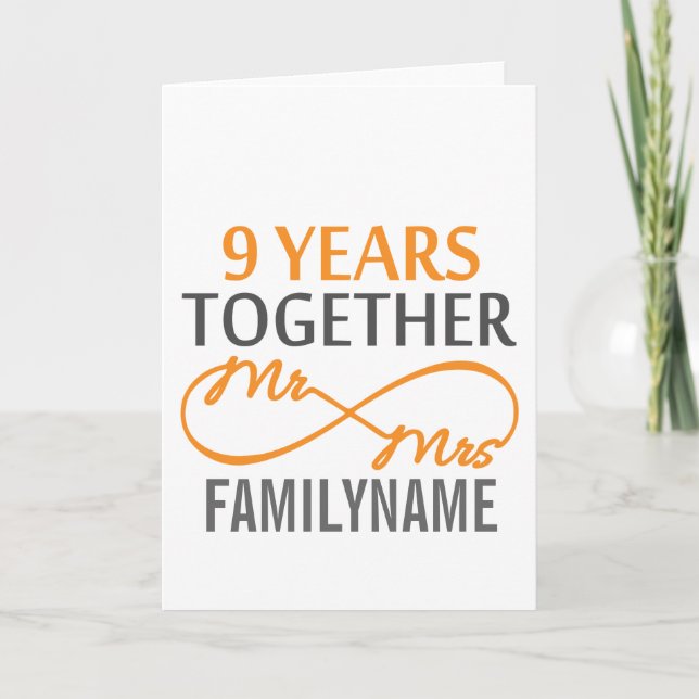 Custom Mr and Mrs 9th Anniversary Card (Front)