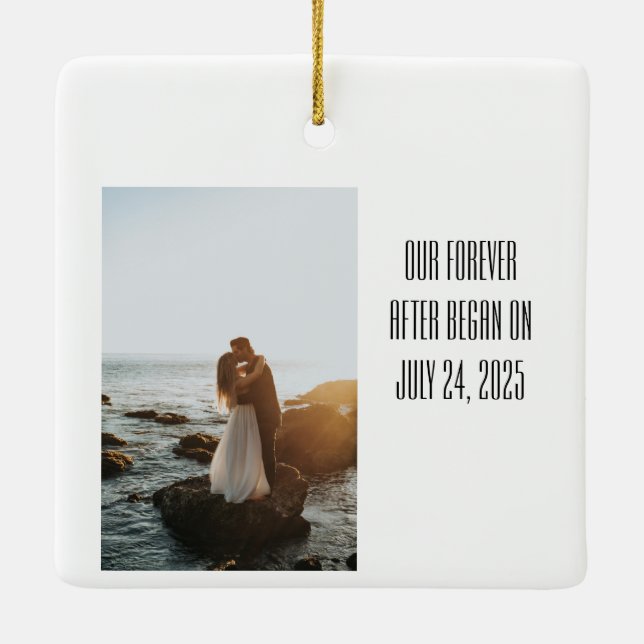Custom Mr and Mrs Christmas Photo Ornament (Back)