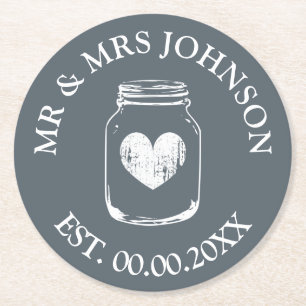 Custom mr and mrs mason jar wedding party coasters