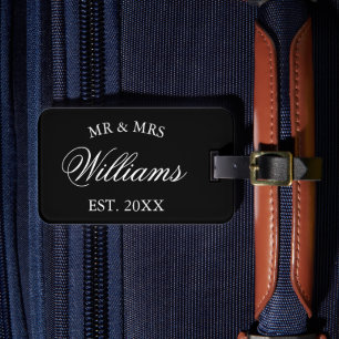 Custom mr and mrs name newly weds wedding travel luggage tag