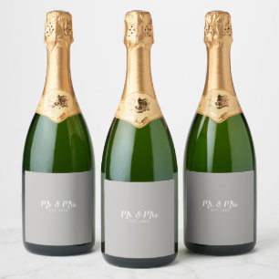 Custom Mr and Mrs Script Established Wedding  Sparkling Wine Label