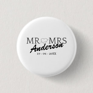 Custom Mr and Mrs Wedding Family gift 3 Cm Round Badge