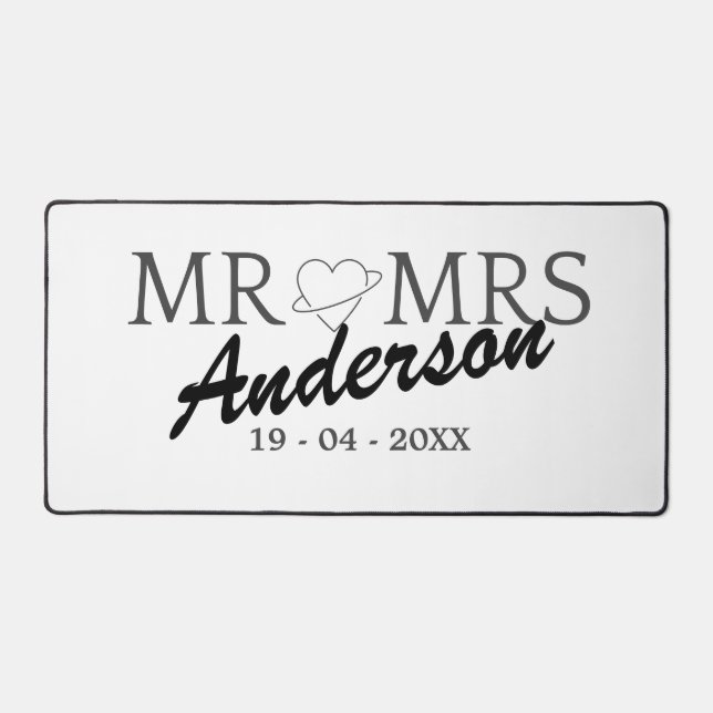 Custom Mr and Mrs Wedding Family gift Desk Mat (Front)