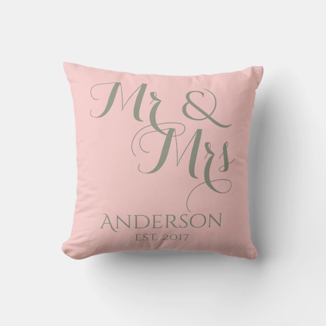 Custom Mr And Mrs Wedding or Anniversary Gift Cushion (Front)
