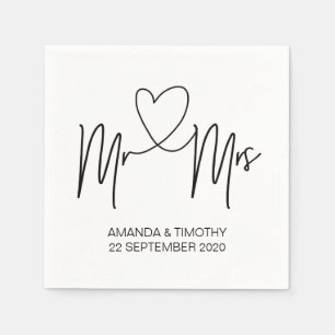 Custom Mr and Mrs Wedding Table Napkin Sets