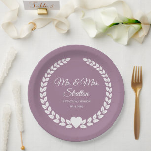 Custom Mr. & Mrs. Bride and Groom Newlywed Paper Plate