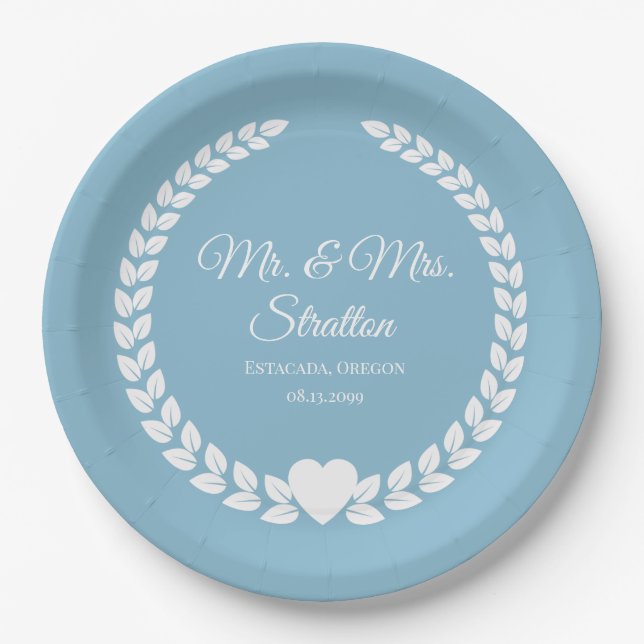 Custom Mr. & Mrs. Bride and Groom Newlywed Paper Plate (Front)