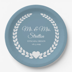 Custom Mr. & Mrs. Bride and Groom Newlywed Paper Plate