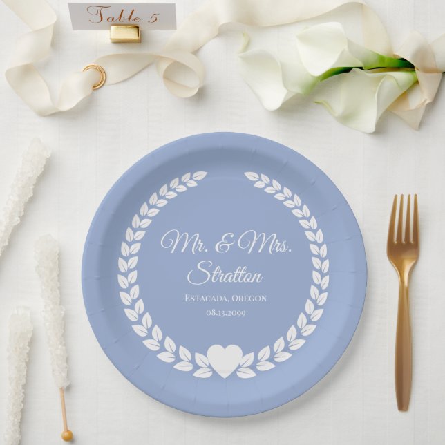 Custom Mr. & Mrs. Bride and Groom Newlywed Paper Plate (Wedding)