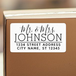 Custom Mr. & Mrs. Family Name and Return Address Label