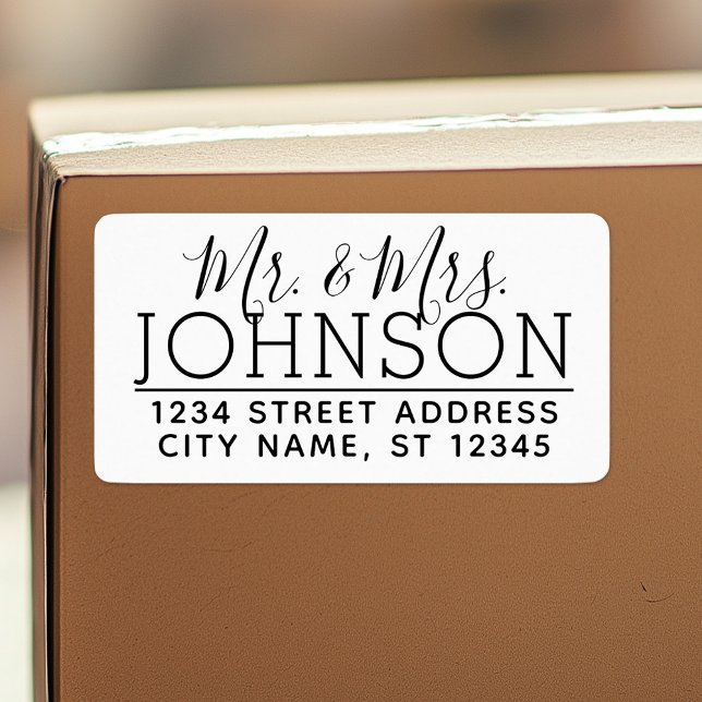 Custom Mr. & Mrs. Family Name and Return Address Label (Custom Shipping Label with Return Address)
