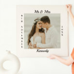 Custom Mr Mrs Monogram Name Date Photo Wedding  Canvas Print<br><div class="desc">Elegant photo template and custom calligraphy script design for personalising the canvas for your needs.
Customise it with the newlywed photo ,  monogram and wedding date.</div>