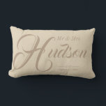 Custom Mr & Mrs Neutral Wedding Pillow<br><div class="desc">This is the perfect gift for newlyweds. A personalised pillow with their established wedding date. You can customise this pillow to any size or colour for the perfect gift. When customising the lettering the first letter may need to add spaces before the letter to fit the name. If you have...</div>