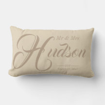 Custom Mr & Mrs Neutral Wedding Pillow
