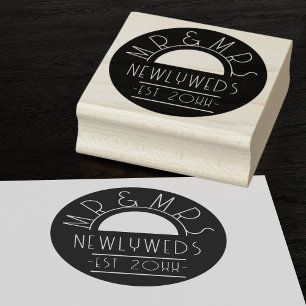 Custom Mr & Mrs Newlyweds Year Est Rubber Stamp