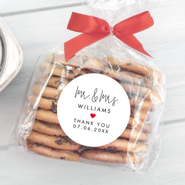 Custom Mr Mrs Wedding Guest Favours Thank You Classic Round Sticker (Custom Mr Mrs Wedding Guest Favors Thank You Classic Round Sticker
)